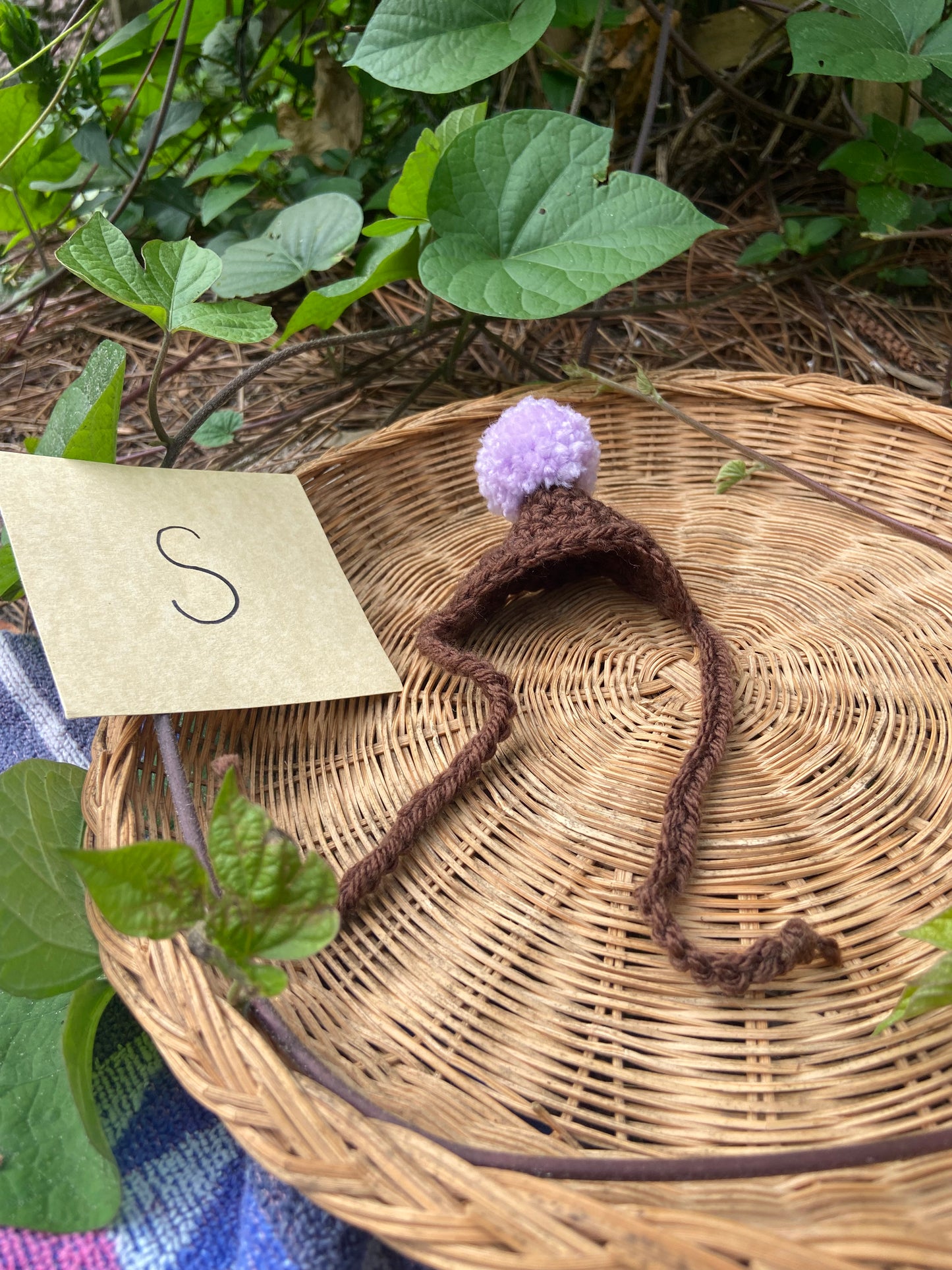 Brown / Light Purple MINI Squi pompom Hat