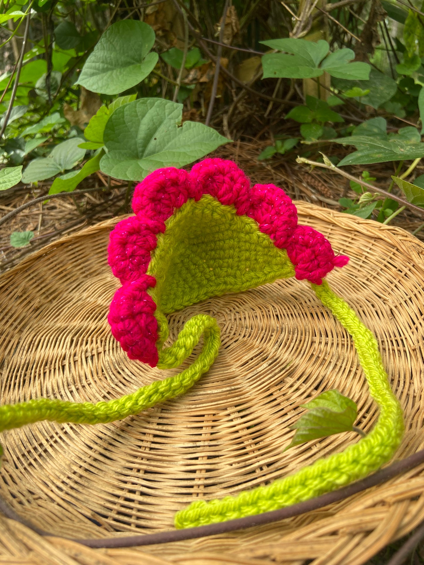Hot Pink Sparkle / Green Squirby Bonnet